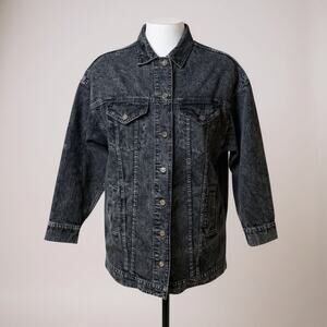 American Eagle Black Denim Jean Jacket M Acid Wash Casual Retro 80s Streetwear